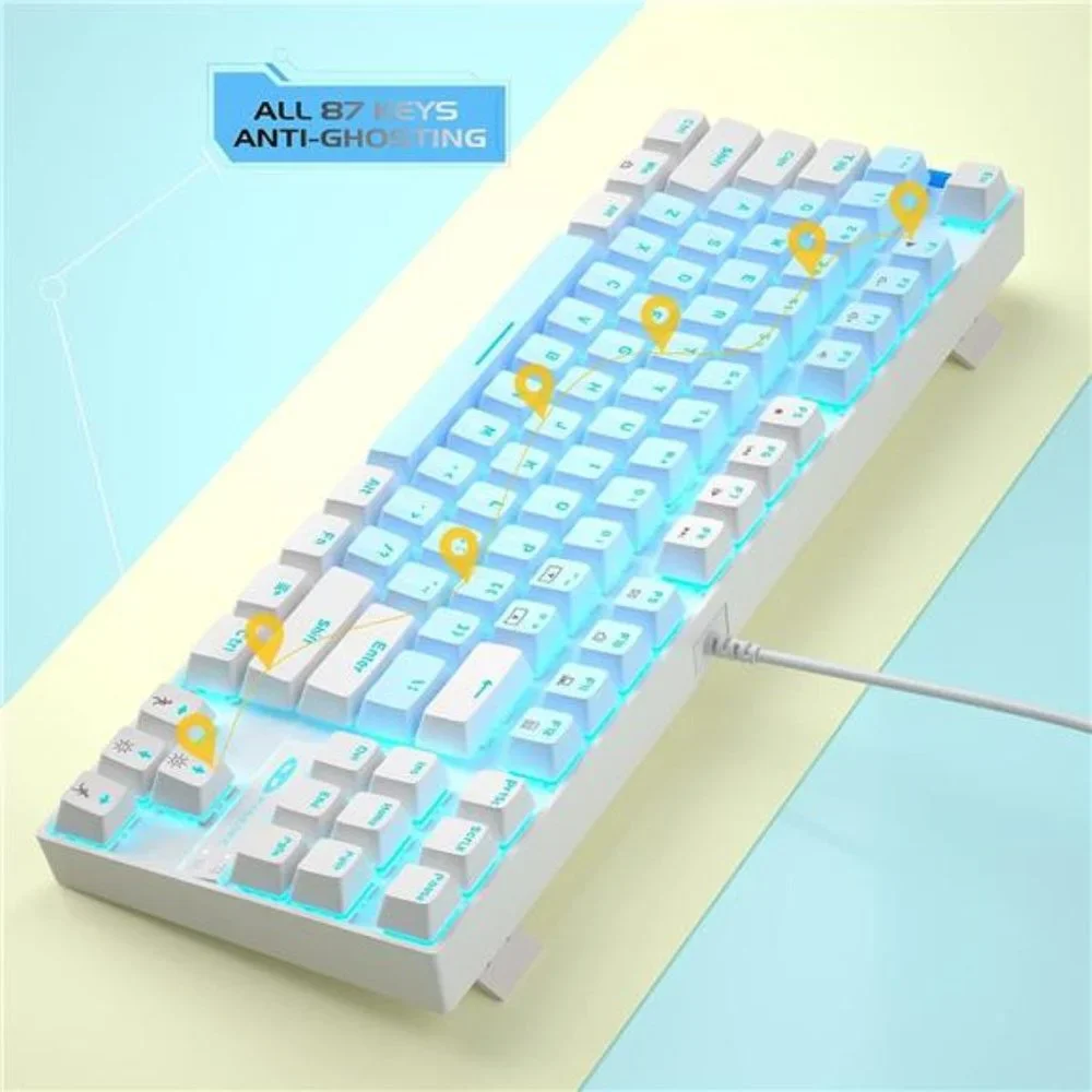 75% Mechanical Gaming Keyboard with Blue Switch,LED Blue Backlit Keyboard,87Keys